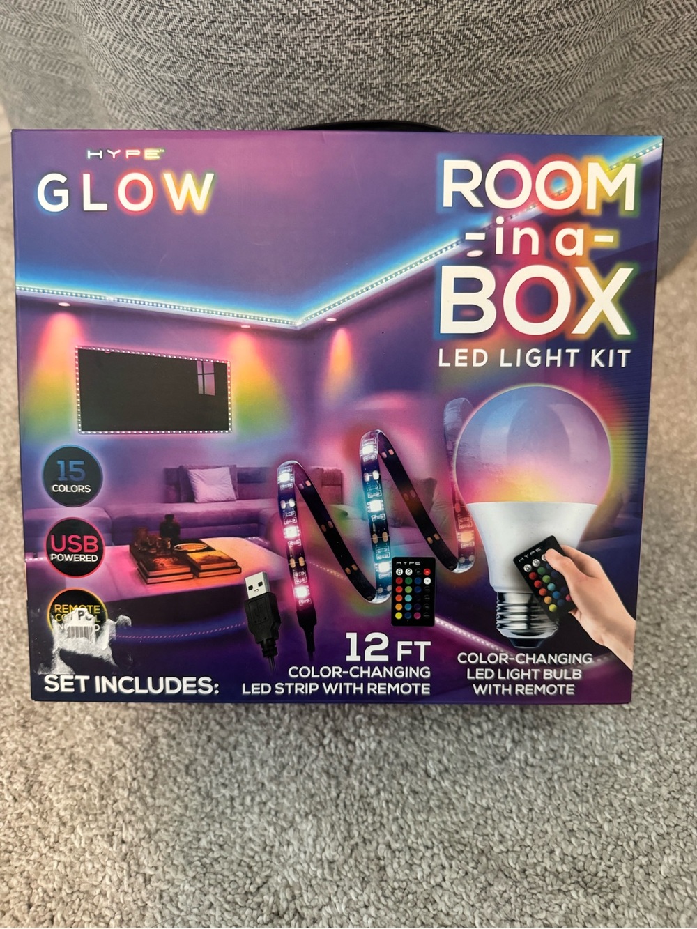 Hype Glow Room-in-a-Box LED Light Kit - Purple, Blue, Pink